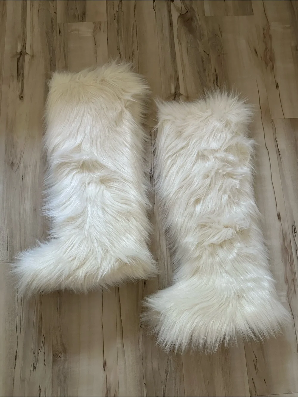 SKIMS Cream Over the Knee Faux Fur Boots